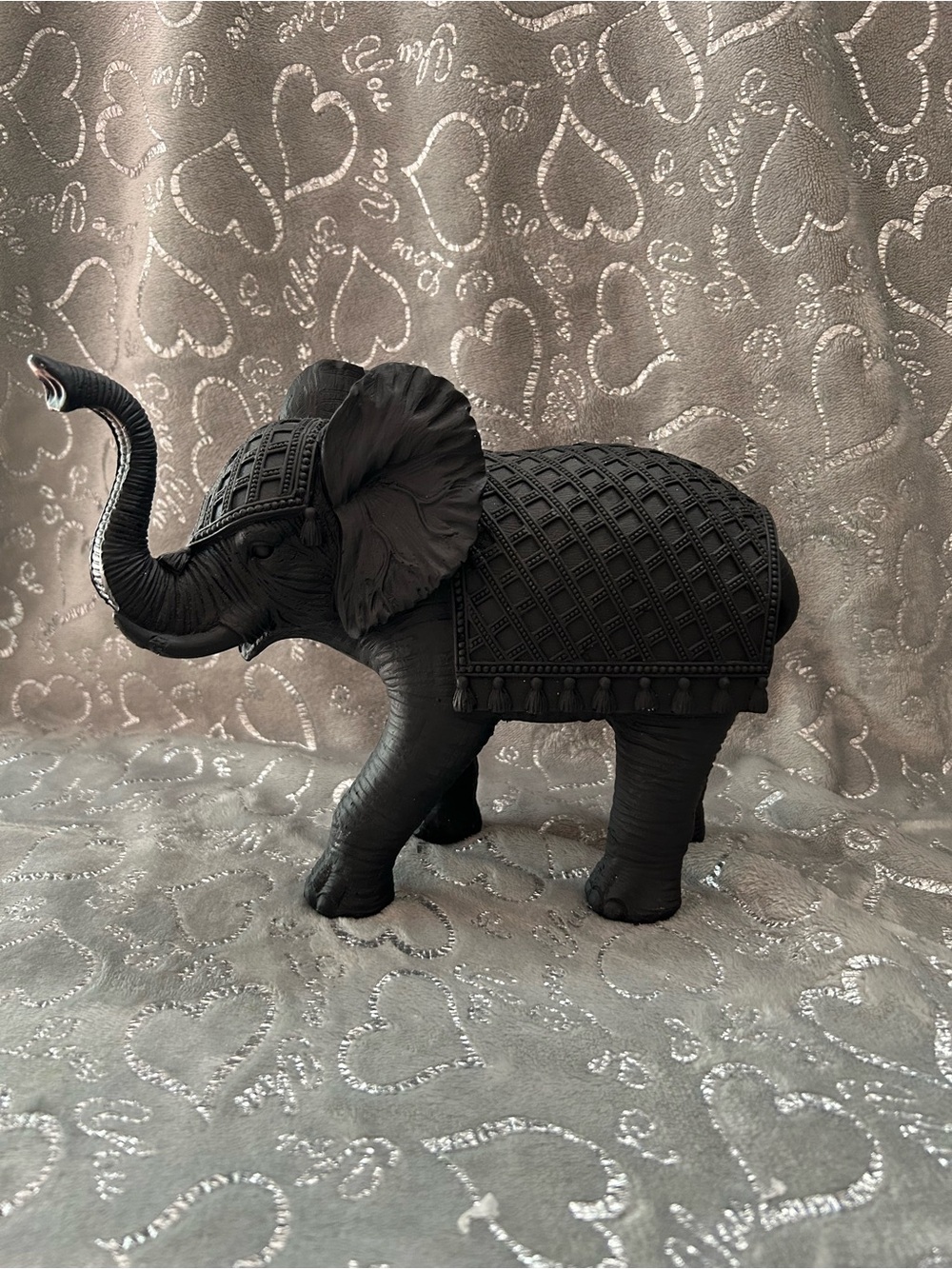NEW 8” Black Resin Decorative Elephant Statue - Elegant Home Art Accent